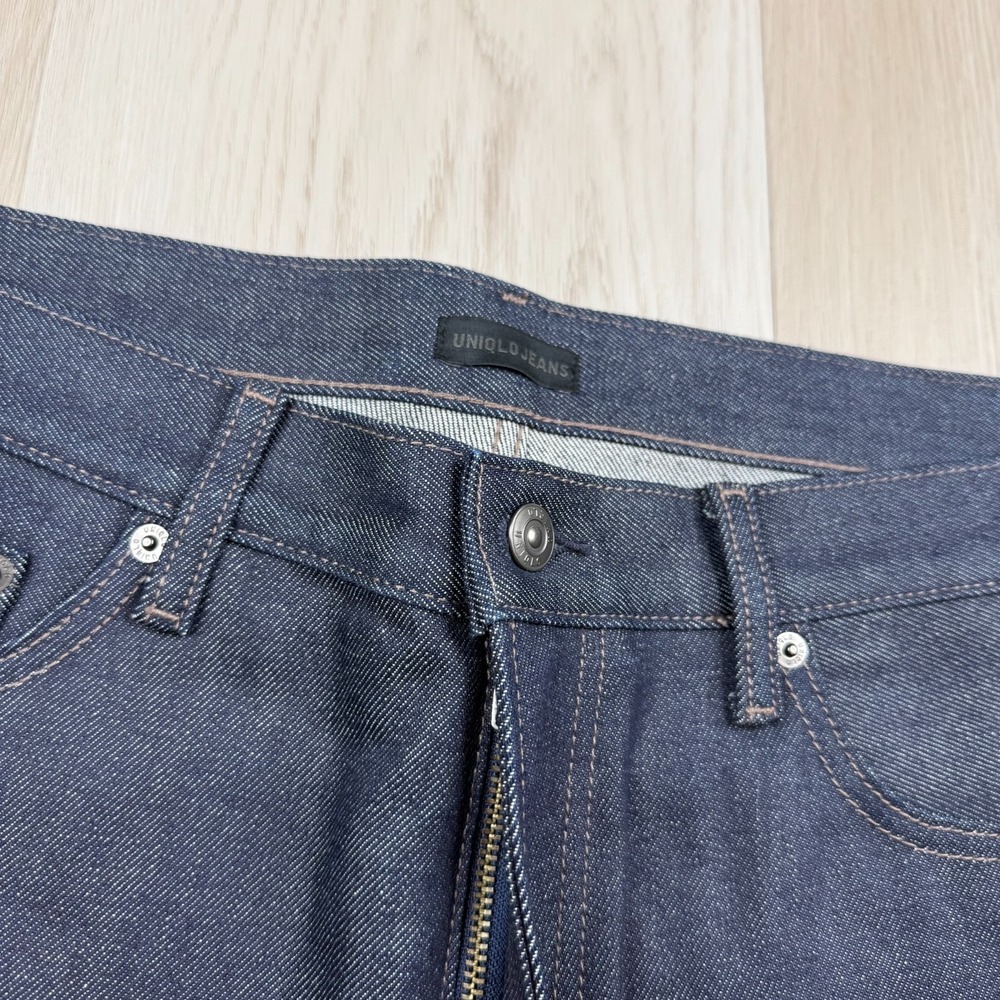 Uniqlo Mens Blue 5 Pocket Design Selvedge Denim Slim Straight Jeans Size 34x34 - Picture 4 of 16